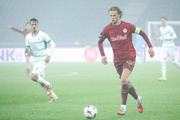 SOCCER - UEFA EL, RBS vs Deventer SALZBURG,AUSTRIA,06.NOV.25 - SOCCER - UEFA Europa League, Red Bull Salzburg vs Go Ahead Eagles Deventer. Image shows Maurits Kjaergaard (RBS).  GEPAxpictures xDavidxGeieregger
