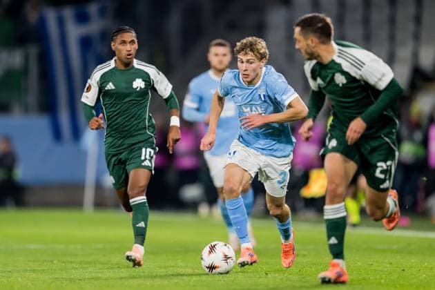 251106 Hugo Bolin of Malmö FF during the UEFA Europa League football match between Malmö FF and Panathinaikos on November 6, 2025 in Malmö Photo Petter Arvidson BILDBYRAN kod PA PA1108 fotboll,football,soccer,fotball,uefa europa league,europa league  Copyright: PETTERxARVIDSON BB251106PA128