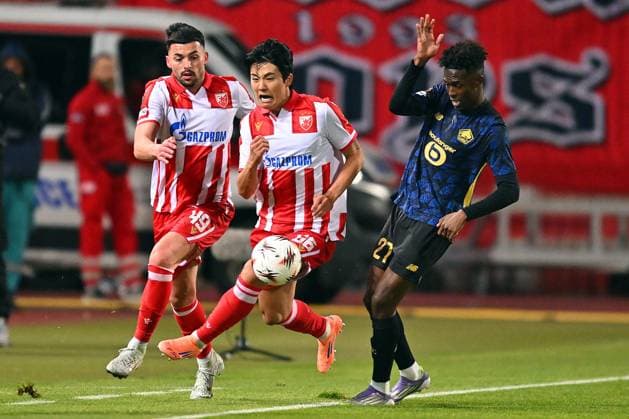 CRVENA ZVEZDA vs LILLE YOUNGWOO SEOL, football player of Crvena zvezda, during the UEFA Europa League match, against Lille, at Rajko Mitic Stadium. Belgrade, 06.11.2025. photo: MN Press photo FOOTBALL, UEFA EUROPA LEAGUE, CRVENA ZVEZDA, LILLE Belgrade Stadium Rajko Mitic Serbia Copyright: xMarkoxMetlasx xMNxPressx