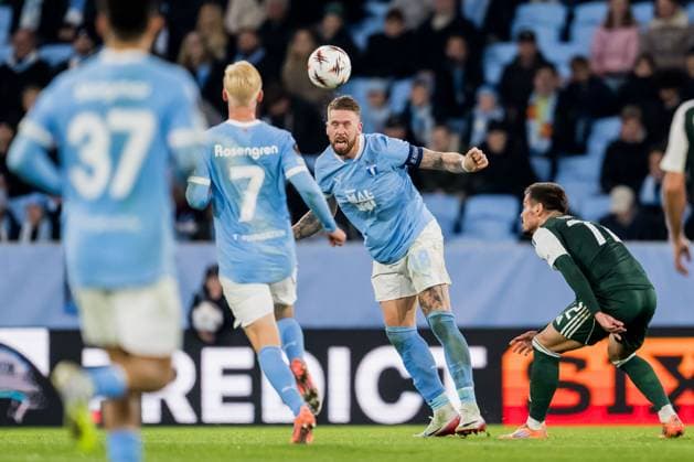 251106 Pontus Jansson of Malmö FF during the UEFA Europa League football match between Malmö FF and Panathinaikos on November 6, 2025 in Malmö Photo Petter Arvidson BILDBYRAN kod PA PA1108 fotboll football soccer fotball uefa europa league europa league malmö ff panathinaikos bbeng  Copyright: PETTERxARVIDSON BB251106PA153