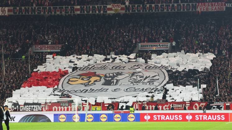 Stuttgart , Football UEFA Europa League VfB Stuttgart vs Feyenoord Rotterdam , Choreo of the Stuttgart fans