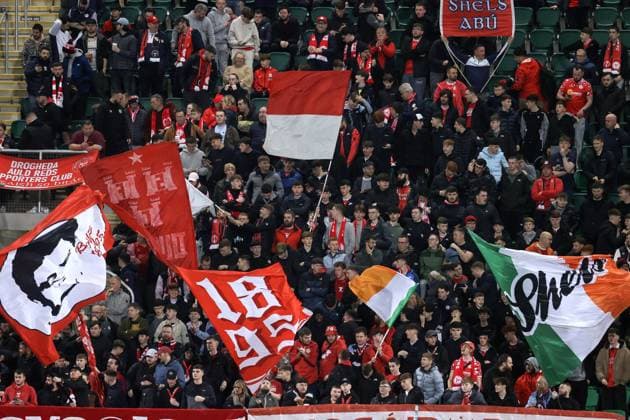 UEFA Europa Conference League Group Phase, Tallaght Stadium, Dublin 6 11 2025 Shelbourne vs Drita Shelbourne fans ahead of the game Shelbourne fans ahead of the game 6 11 2025  Copyright: x INPHO BryanxKeanex CU9I8988