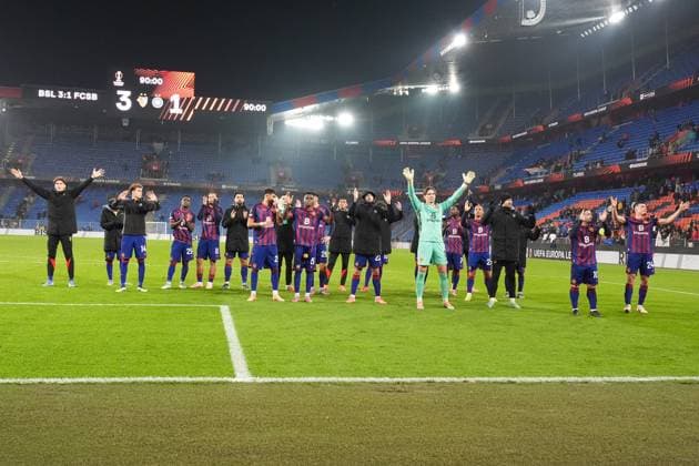 Switzerland UEFA Europa League 2025 26, FC Basel 1893 vs FCSB Bucharest St Jakob Park, Basel Team of FC Basel after the match Basel St Jakob Park Basel Switzerland Copyright: xKjetilxWaberx