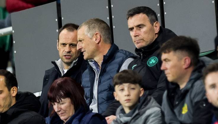 UEFA Europa Conference League Group Phase, Tallaght Stadium, Dublin 6 11 2025 Shelbourne vs Drita FAI Director of Football John Martin and Ireland U21, U 21 head coach Jim Crawford John Martin and Jim Crawford 6 11 2025  Copyright: x INPHO RyanxByrnex RB1_1631