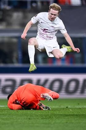 251106 Markus Haaland of Brann and goalkeeper Lukasz Skorupski of Bologna during the Europa League football match between Bologna and Brann on November 6, 2025 in Bologna Photo Image Photo BILDBYRAN kod XY XY0083 fotboll football soccer fotball uefa europa league europa league bologna brann bbeng  Copyright: ImagexPhoto BB251106ZO006