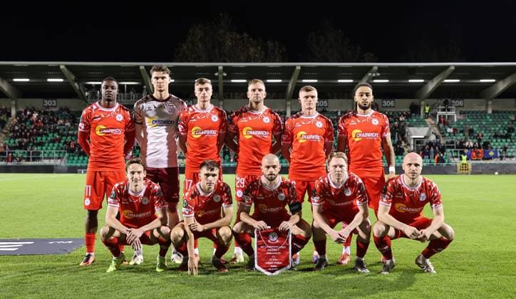 UEFA Europa Conference League Group Phase, Tallaght Stadium, Dublin 6 11 2025 Shelbourne vs Drita The Shelbourne team The Shelbourne team 6 11 2025  Copyright: x INPHO BryanxKeanex CU9I9073
