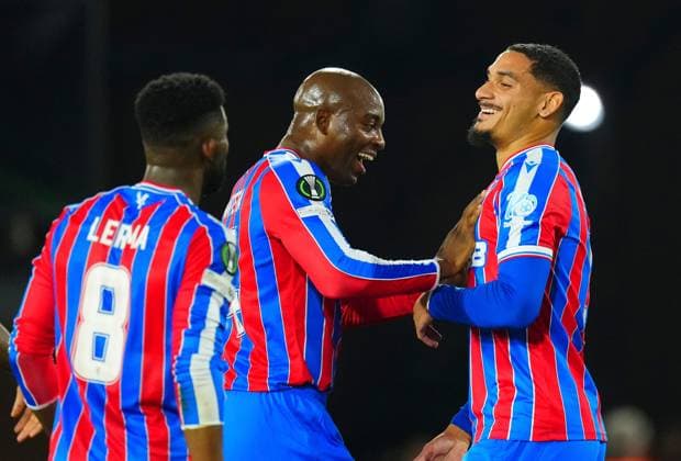 Maxence Lacroix of Crystal Palace celebrates scoring the opening goal after a var check Crystal Palace v AZ Alkmaar, UEFA Conference League, Group Stage, Football, Selhurst Park, London, UK - 06 Nov 2025London Selhurst Park United Kingdom EDITORIAL USE ONLY No use with unauthorised audio, video, data, fixture lists, club league logos or live services. Online in-match use limited to 120 images, no video emulation. No use in betting, games or single club league player publications. Copyright: xJavierxGarcia Shutterstockx 15642281x