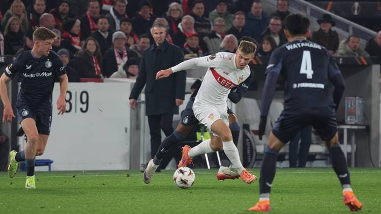 Stuttgart , Football UEFA Europa League VfB Stuttgart vs Feyenoord Rotterdam , Finn Jeltsch VfB