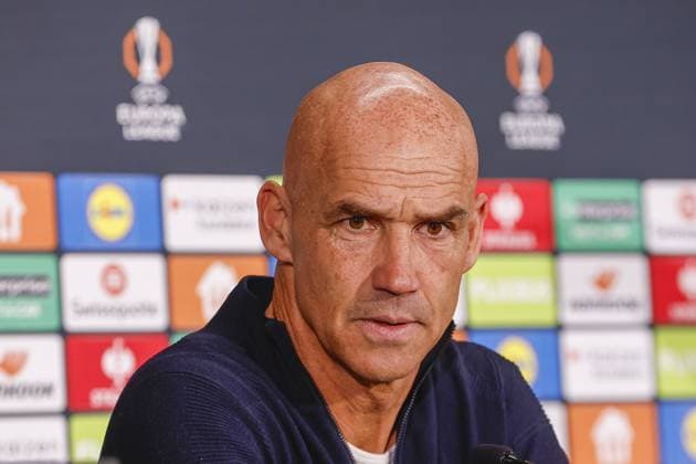 SALZBURG , 06-11-2025 , Red Bull Arena , season 2025 2026 , UEFA Europa League League phase . match between RB Salzburg and Go Ahead Eagles, Picture shows RB Salzburg trainer coach Thomas Letsch at press conference, PK, Pressekonferenz Salzburg - Go Ahead Eagles  x31891811x Copyright: