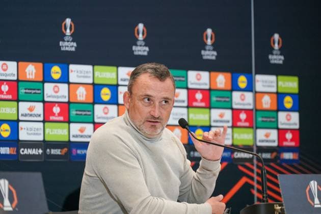 Football, UEFA Europa League 2025 26, Matchday 4 OGC Nice vs SC Freiburg Allianz Riviera Nice, France Franck Haise Coach, OGC Nice Press Conference, Media Copyright: xJOERANxSTEINSIEKx