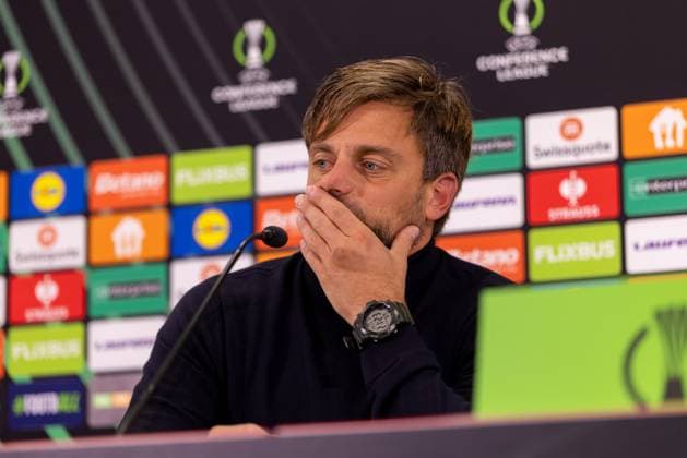 UECL 1 FSV Mainz 05 AC Florence Coach Daniele Galloppa AC Florence, Fiorentina answers reporters questions at the press conference after the UEFA Conference League match between 1 FSV Mainz 05 and AC Florence on matchday 3 at the MEWA Arena Mainz on 06 11 2025 Copyright: xBEAUTIFULxSPORTS Hahnex