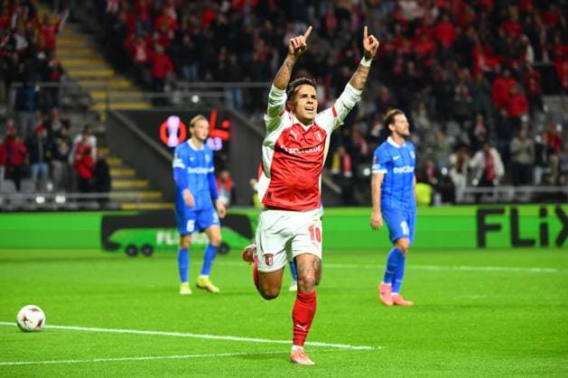 SC Braga v KRC Genk - UEFA Europa League BRAGA, PORTUGAL - NOVEMBER 06 : Rodrigo Zalazar midfielder of SC Braga celebrating scoring a goal during the UEFA Europa League 2025 26 League Phase MD4 match between SC Braga and KRC Genk on November 6, 2025 in Braga, Portugal, 06 11 2025 Braga Portugal  Copyright: xVincentxKalutx