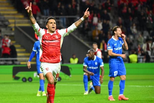 SC Braga v KRC Genk - UEFA Europa League BRAGA, PORTUGAL - NOVEMBER 06 : Rodrigo Zalazar midfielder of SC Braga celebrating scoring a goal during the UEFA Europa League 2025 26 League Phase MD4 match between SC Braga and KRC Genk on November 6, 2025 in Braga, Portugal, 06 11 2025 Braga Portugal  Copyright: xVincentxKalutx