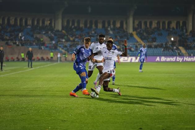 6 November 2025 UEFA Conference League, Round 3 FC Noah vs SK Sigma Olomouc Republican Stadium after Vazgen Sargsyan, Yerevan, Armenia 6 November 2025 UEFA Conference League, Round 3 FC Noah vs SK Sigma Olomouc Republican Stadium after Vazgen Sargsyan, Yerevan, Armenia. Gustavo Sangare and Stepan Langer
