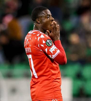 UEFA Europa Conference League Group Phase, Tallaght Stadium, Dublin 6 11 2025 Shelbourne vs Drita Shelbourne™s Mipo Odubeko reacts to a missed chance Mipo Odubeko reacts to a missed chance 6 11 2025  Copyright: x INPHO RyanxByrnex RB1_2899