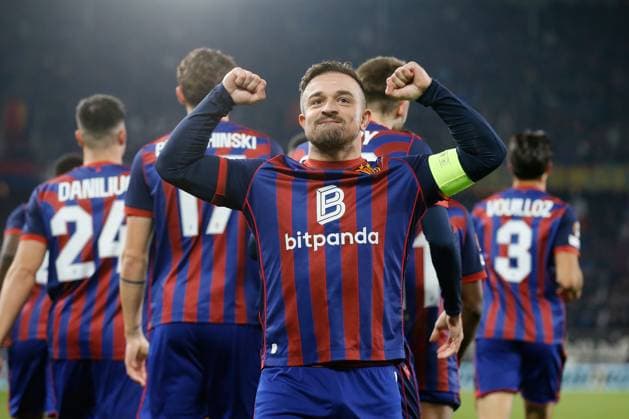 06 11 2025 Stadion St Jakob Park Basel, SWITZERLAND, Season 2025 2026 Mens football Europa League FC Basel FCS Bucharest Goal celebration Xherdan Shaqiri FC Basel