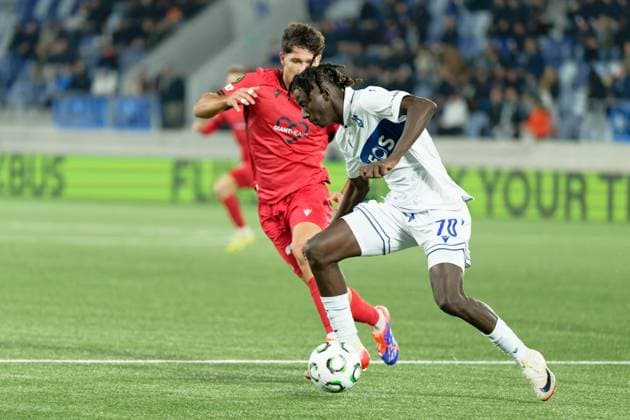 Gaoussou Diakite (70 Lausanne controls the ball (action) during the UEFA Conference League match between Lausanne-Sport and Omonoia at Stade de la Tuiliere in Lausanne, Switzerland Copyright: xGiuseppexVelletrix xSPPx Sportspressphoto_SPR57809