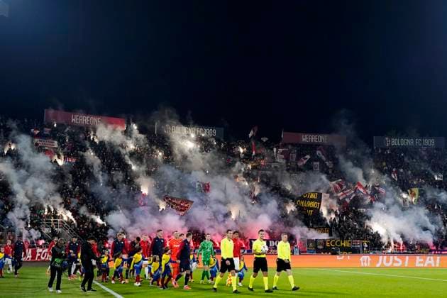 . Supporters of Bologna FC, UEFA Europa League 2025 26 League Phase MD4, Bologna FC 1909 v SK Brann, Stadio Renato Dall Ara, November 6, 2025, Bologna, Italy.