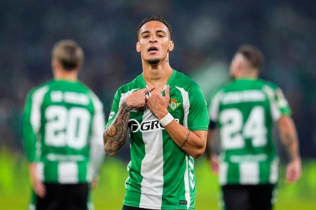 November 6, 2025, Sevilla, Sevilla, SPAIN: Antony Dos Santos of Real Betis celebrates a goal during the UEFA Europa League, football match played between Real Betis and Olympique de Lyon at La Cartuja stadium on November 6, 2025, in Sevilla, Spain. Sevilla SPAIN - ZUMAa181 20251106_zaa_a181_080 Copyright: xJoaquinxCorcherox