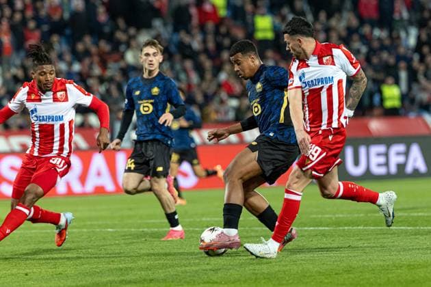 BELGRADE - FOOTBALL - EUROPA LEAGUE - BELGRADE -LOSC PHOTOPQR VOIX DU NORD PASCAL BONNIERE ; 06 11 2025 ; BELGRADE 06.11.2025 europa League , match opposant l Etoile rouge de Belgrade au Losc ( Lille ) HAMZA IGAMANE. Photo Pascal Bonniere La voix Du Nord HAUTS DE FRANCE France  Copyright: xPHOTOPQR VOIXxDUxNORD MAXPPPxPASCALxBONNIEREx 20251106VDN1054 20251106VDN1054