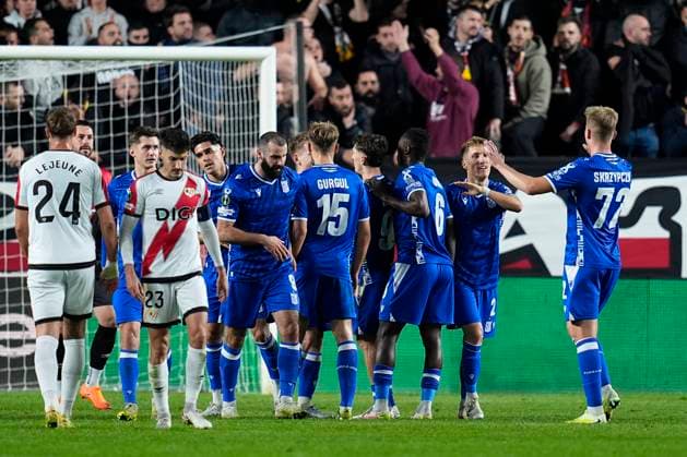 November 6, 2025, Madrid, Madrid, SPAIN: Antoni Kozubal of Lech Poznan celebrates a goal during the UEFA Conference League 2025 26 League Phase MD3 match between Rayo Vallecano de Madrid and KKS Lech Poznan at Estadio Vallecas on November 06, 2025 in Madrid, Spain. Madrid SPAIN - ZUMAa181 20251106_zaa_a181_090 Copyright: xDennisxAgyemanx