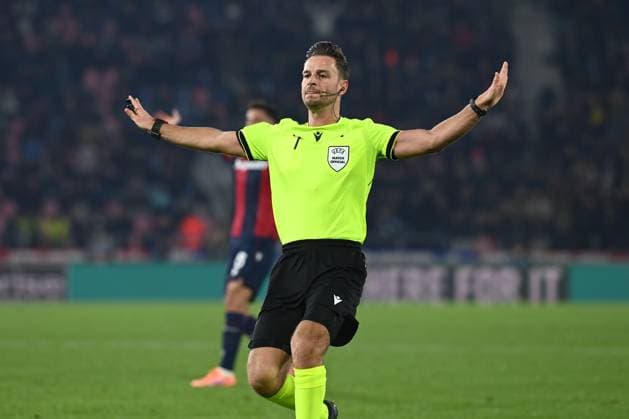 Match Official Daniel Schalager during Bologna FC vs SK Brann, Football Europa League match in Bologna, Italy, November 06 2025  Copyright: xGianlucaxRicci IPAxSportx xipa-agency.netx xx IPA_67621803 IPA_Agency_IPA67621803