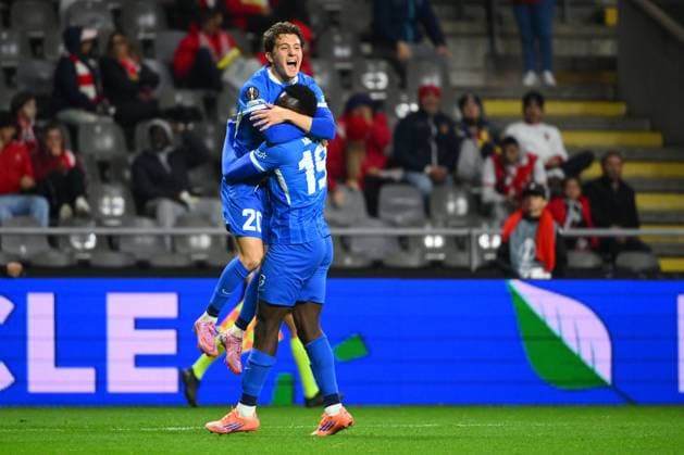 SC Braga v KRC Genk - UEFA Europa League BRAGA, PORTUGAL - NOVEMBER 06 : Medina Ortiz Yaimar defender of KRC Genk celebrating scoring a goal (2-4) during the UEFA Europa League 2025 26 League Phase MD4 match between SC Braga and KRC Genk on November 6, 2025 in Braga, Portugal, 06 11 2025 Braga Portugal  Copyright: xVincentxKalutx