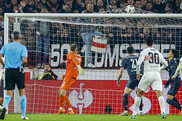STUTTGART , 06-11-2025 , MHP Arena , season 2025 2026 , UEFA Europa League League phase match between Vfb Stuttgart and Feyenoord , Picture shows 1-0 from Stuttgart player Bilal El Khannouss Stuttgart - Feyenoord  x31893986x Copyright: