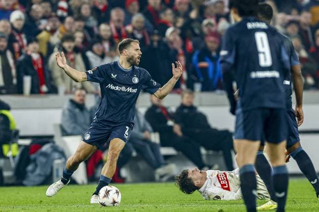 STUTTGART , 06-11-2025 , MHP Arena , season 2025 2026 , UEFA Europa League League phase match between Vfb Stuttgart and Feyenoord , Picture shows Feyenoord player Bart Nieuwkoop Stuttgart - Feyenoord  x31894068x Copyright: