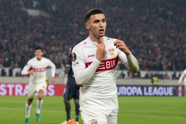 Goal for 1 0 by Bilal El Khannouss VfB Stuttgart, 11 , header goal cheers, goal celebration, celebrates his goal GER, VfB Stuttgart vs Feyenoord Rotterdam, Football, UEFA Europa League, Men, Matchday 4, 2025 2026 season, 06 11 2025, GER, VfB Stuttgart vs Feyenoord Rotterdam, Football, UEFA Europa League, Men, Matchday 4, 2025 2026 season, 06 11 2025 Stuttgart Copyright: xEibner-Pressefoto WolfgangxFrankx EP_WFK