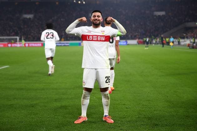 06 11 2025, xmohx, Football UEFA Europa League, VfB Stuttgart Feyernoord Rotterdam v l Torjubel nach dem Tor zum celebrating the goal celebrate 2 0 durch Deniz Undav VfB Stuttgart DFL DFB REGULATIONS PROHIBIT ANY USE OF PHOTOGRAPHS as IMAGE SEQUENCES and or QUASI VIDEO Stuttgart