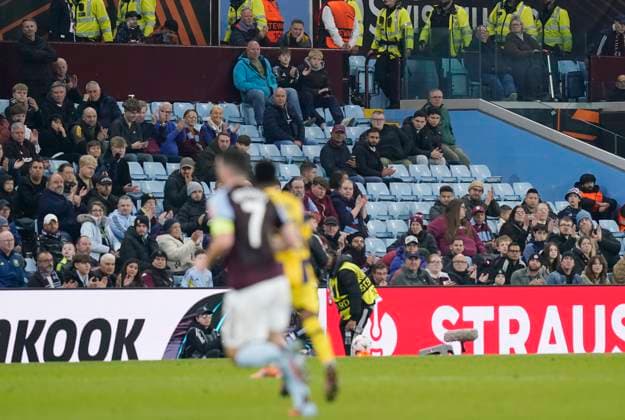 Birmingham, England, 6th November 2025. Empty seats as fans kept away from the game due to the possibility of violence during the Aston Villa vs Maccabi Tel-Aviv FC UEFA Europa League match at Villa Park, Birmingham. Picture credit should read: Andrew Yates Sportimage EDITORIAL USE ONLY. No use with unauthorised audio, video, data, fixture lists, club league logos or live services. Online in-match use limited to 120 images, no video emulation. No use in betting, games or single club league player publications. SPI_071_AY_Villa_Macabbi SPI-4269-0070