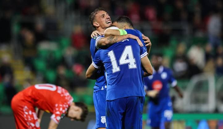 UEFA Europa Conference League Group Phase, Tallaght Stadium, Dublin 6 11 2025 Shelbourne vs Drita Drita s Jorgo Pellumbi, Albert Dabiqaj and Rron Broja celebrate after the game Jorgo Pellumbi, Albert Dabiqaj and Rron Broja celebrate after the game 6 11 2025  Copyright: x INPHO RyanxByrnex RB1_4763