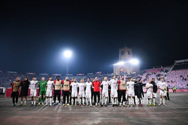 251106 Players of Brann after the Europa League football match between Bologna and Brann on November 6, 2025 in Bologna Photo Image Photo BILDBYRAN kod XY XY0083 fotboll football soccer fotball uefa europa league europa league bologna brann bbeng  Copyright: ImagexPhoto BB251106ZA033