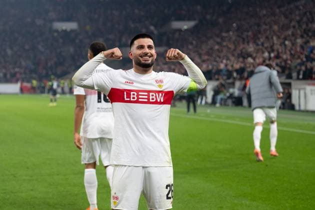 Goal for 2 0 by Deniz Undav VfB Stuttgart 26 , cheers, goal celebration, celebrates his goal GER, VfB Stuttgart vs Feyenoord Rotterdam, Football, UEFA Europa League, Men, Matchday 4, Season 2025 2026, 06 11 2025, GER, VfB Stuttgart vs Feyenoord Rotterdam, Football, UEFA Europa League, Men, Matchday 4, Season 2025 2026, 06 11 2025 Stuttgart Copyright: xEibner-Pressefoto WolfgangxFrankx EP_WFK