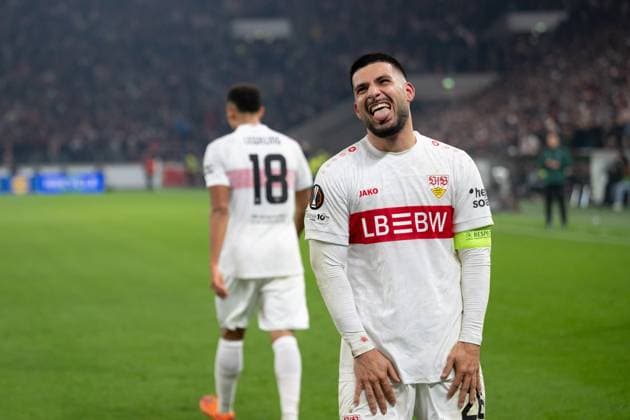 Goal for 2 0 by Deniz Undav VfB Stuttgart 26 , cheers, goal celebration, celebrates his goal GER, VfB Stuttgart vs Feyenoord Rotterdam, Football, UEFA Europa League, Men, Matchday 4, Season 2025 2026, 06 11 2025, GER, VfB Stuttgart vs Feyenoord Rotterdam, Football, UEFA Europa League, Men, Matchday 4, Season 2025 2026, 06 11 2025 Stuttgart Copyright: xEibner-Pressefoto WolfgangxFrankx EP_WFK