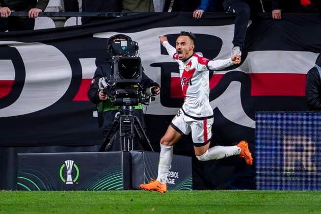 Rayo Vallecano de Madrid v KKS Lech Poznan - UEFA Conference League 2025 26 League Phase MD3 Alvaro Garcia of Rayo Vallecano celebrates his goal during the UEFA Conference League 2025 26 League Phase MD3 match between Rayo Vallecano de Madrid and KKS Lech Poznan at Estadio Vallecas on November 6, 2025 in Madrid, Spain. Madrid Estadio Vallecas Spain Copyright: xEurasiaxSportxImagesx AGardin_20251106_Foot_Conference_Rayo_Lech_0426