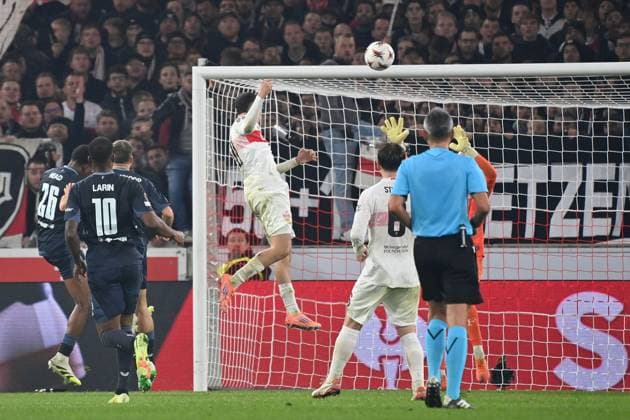 Goal Bilal EL KHANNOUSS VFB Stuttgart to 1 0,Action,Header Soccer UEFA Europa League VfB Stuttgart Feyenoord Rotterdam on 06 11 2025 MHP ARENA Â