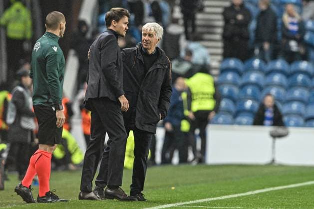 Rangers v A.S. Roma UEFA Europa League Manager Danny Rohl of Rangers and Gian Piero Gasperini of A.S. Roma at full time during the UEFA Europa League match at Ibrox Stadium, Glasgow UK Newspapers OUT Copyright: xJamiexJohnstonx FIL-22472-0163