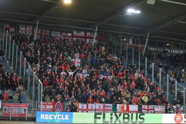 UEFA Europa League 2025 - SK Sturm Graz vs Nottingham Forest UEFA Europa League 2025 group stage match between SK Sturm Graz and Nottingham Forest, capturing high intensity football action, team spirit, and stadium atmosphere at Merkur Arena in Graz, Austria The image shows fans from Nottingham Copyright: xBEAUTIFULxSPORTS Rainerx
