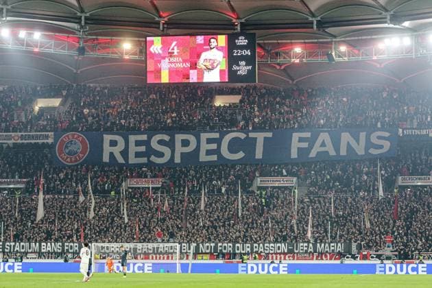 STUTTGART - VFB Stuttgart fans during the UEFA Europa League match between VFB Stuttgart and Feyenoord Rotterdam at the Stuttgart Arena on November 6, 2025, in Stuttgart, Germany. ANP BART STOUTJESDIJK UEFA Europa League Matchday 4 2025-2026 xVIxANPxSportx xxANPxIVx 541431741 originalFilename: 541431741.jpg