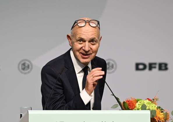 07 11 2025, xsltx, Football DFB Media Dates, DFB Bundestag v l Bernd Neuendorf DFB President immediately after his re-election DFL DFB REGULATIONS PROHIBIT ANY USE OF PHOTOGRAPHS as IMAGE SEQUENCES and or QUASI VIDEO