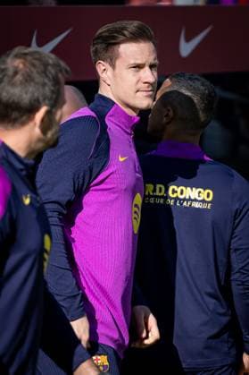 Goalkeeper Marc AndrÃ ter Stegen FC Barcelona during FC Barcelona™s first training at Spotify Camp Nou following its renovation At Spotify Camp Nou in Barcelona, , Spain, on November 07 2025 Photo by Felipe Mondino Copyright: x@FELIPExMONDINOx