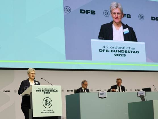 Silke Raml, Vice-President of the Bavarian Football Association BFV , speaks at the German Football Association DFB Bundestag on November 7, 2025 at the DFB Campus in Frankfurt am Main