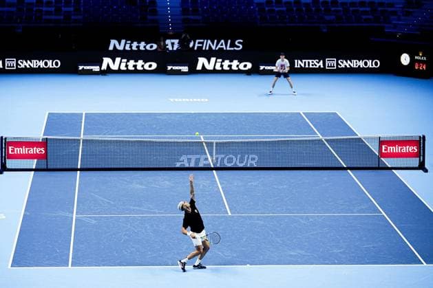 Carlos Alcaraz (Spain) and Jannik Sinner (Italia) during practice on the central field of the Inalpi Arena Turin, Italy, where the ATP, Tennis Herren Finals will begin on Sunday, Nov. 9 - - Friday, November 7, 2024.  Copyright: xMarcoxAlpozzi LaPressex