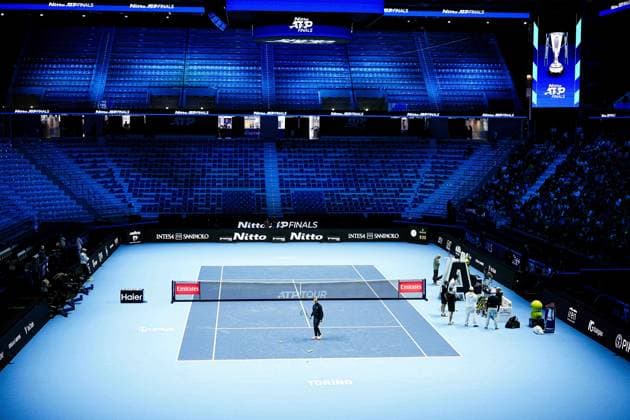 central court of the Inalpi Arena Turin, Italy, where the ATP, Tennis Herren Finals will begin on Sunday, Nov. 9 - - Friday, November 7, 2024.  Copyright: xMarcoxAlpozzi LaPressex