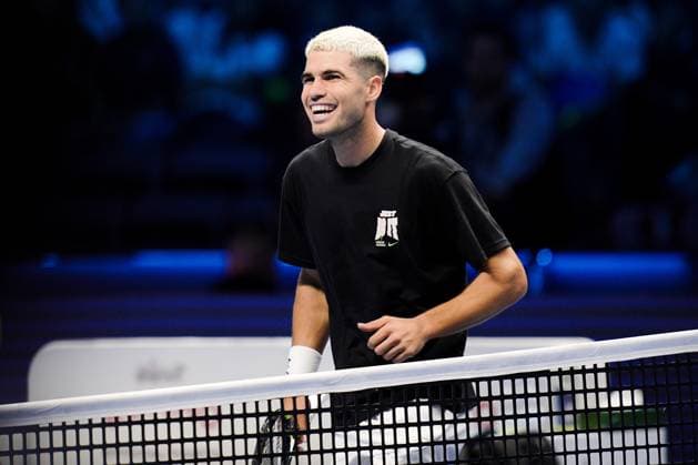 Carlos Alcaraz (Spain) during practice on the central court of the Inalpi Arena Turin, Italy, where the ATP, Tennis Herren Finals will begin on Sunday, Nov. 9 - - Friday, November 7, 2024.  Copyright: xMarcoxAlpozzi LaPressex
