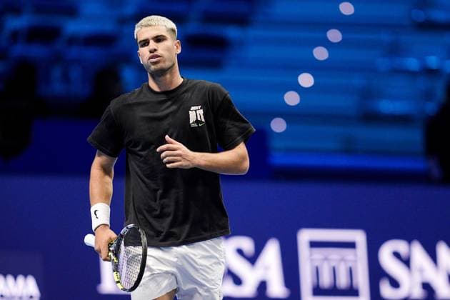 Carlos Alcaraz (Spain) during practice on the central court of the Inalpi Arena Turin, Italy, where the ATP, Tennis Herren Finals will begin on Sunday, Nov. 9 - - Friday, November 7, 2024.  Copyright: xMarcoxAlpozzi LaPressex