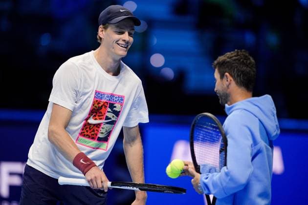 Jannik Sinner (Italy) during practice on the central court of the Inalpi Arena Turin, Italy, where the ATP, Tennis Herren Finals will begin on Sunday, Nov. 9 - - Friday, November 7, 2024.  Copyright: xMarcoxAlpozzi LaPressex