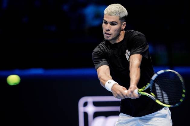 Carlos Alcaraz (Spain) during practice on the central court of the Inalpi Arena Turin, Italy, where the ATP, Tennis Herren Finals will begin on Sunday, Nov. 9 - - Friday, November 7, 2024.  Copyright: xMarcoxAlpozzi LaPressex